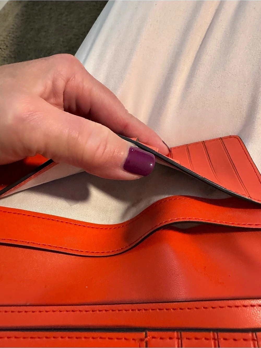 Kate Spade Staci Large Slim Bifold Wallet Orange - Picture 6 of 8